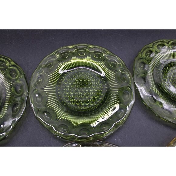 Vintage Bartlett Collins 3 Green & 3 Amber Glass  Bread Plates 5 3/4” - Picture 3 of 13
